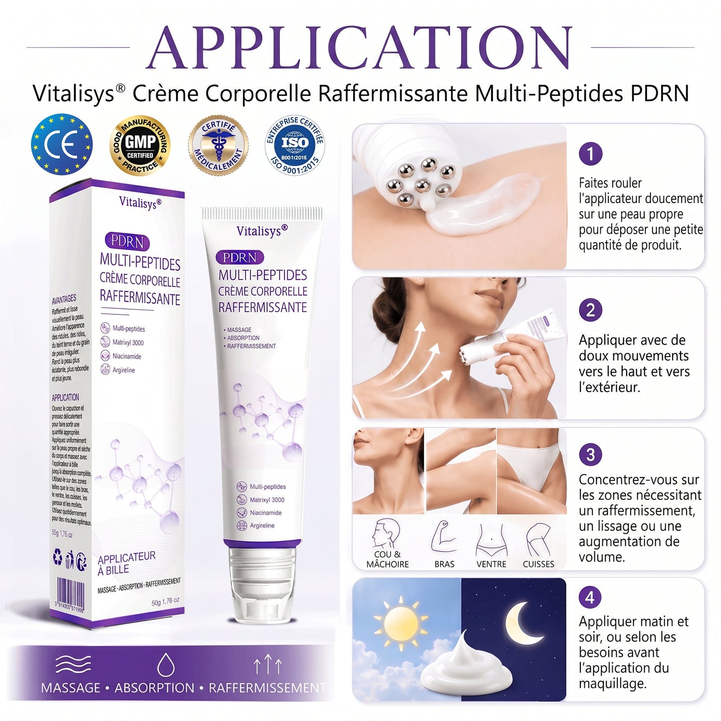 Boutique officielle✅ : Vitalisys® PDRN Crème Corps avec Roller 🎉 – Anti-âge, hydratation, fermeté et régénération. Pour un teint unifié, traite acné, taches pigmentaires et verrues 💎