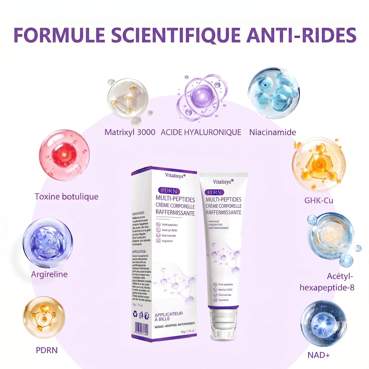 Boutique officielle✅ : Vitalisys® PDRN Crème Corps avec Roller 🎉 – Anti-âge, hydratation, fermeté et régénération. Pour un teint unifié, traite acné, taches pigmentaires et verrues 💎